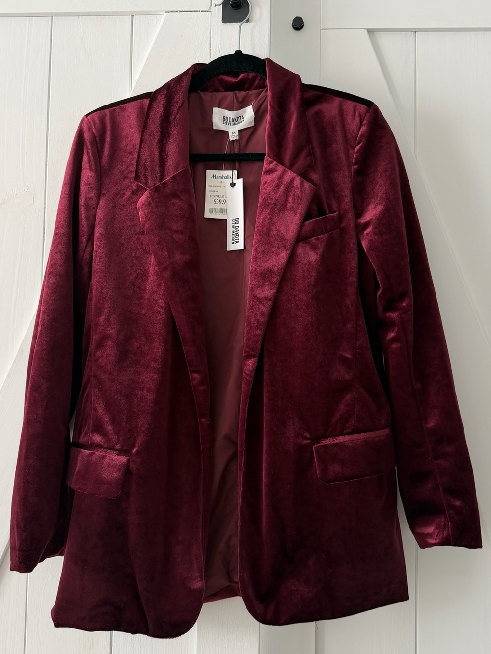 Steve Madden Burgundy Velvet Blazer Jacket